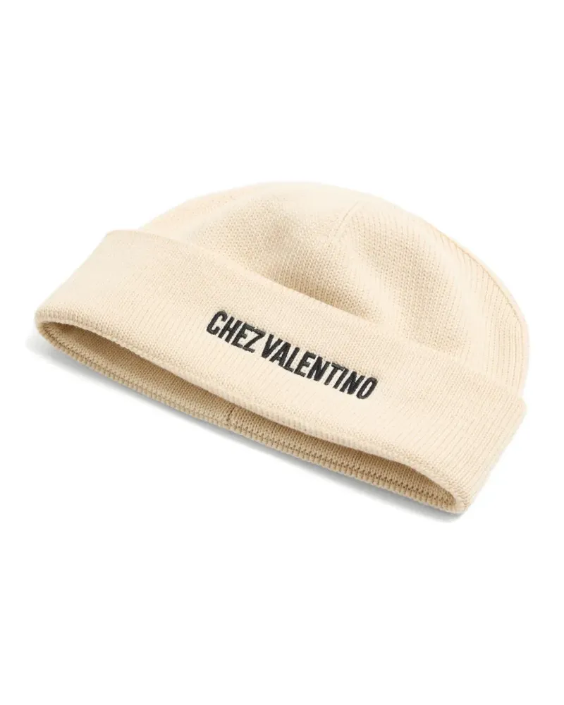 Valentino Garavani Gerippte Beanie mit Stickerei - Weiß Weiß