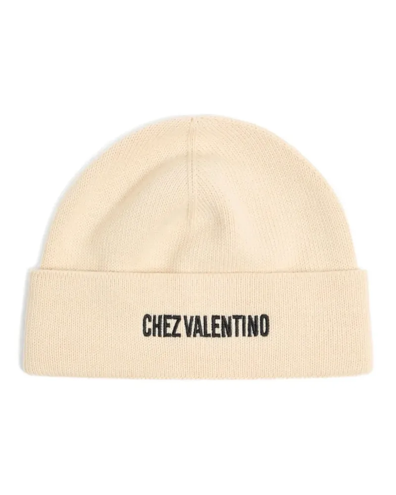 Valentino Garavani Gerippte Beanie mit Stickerei - Weiß Weiß