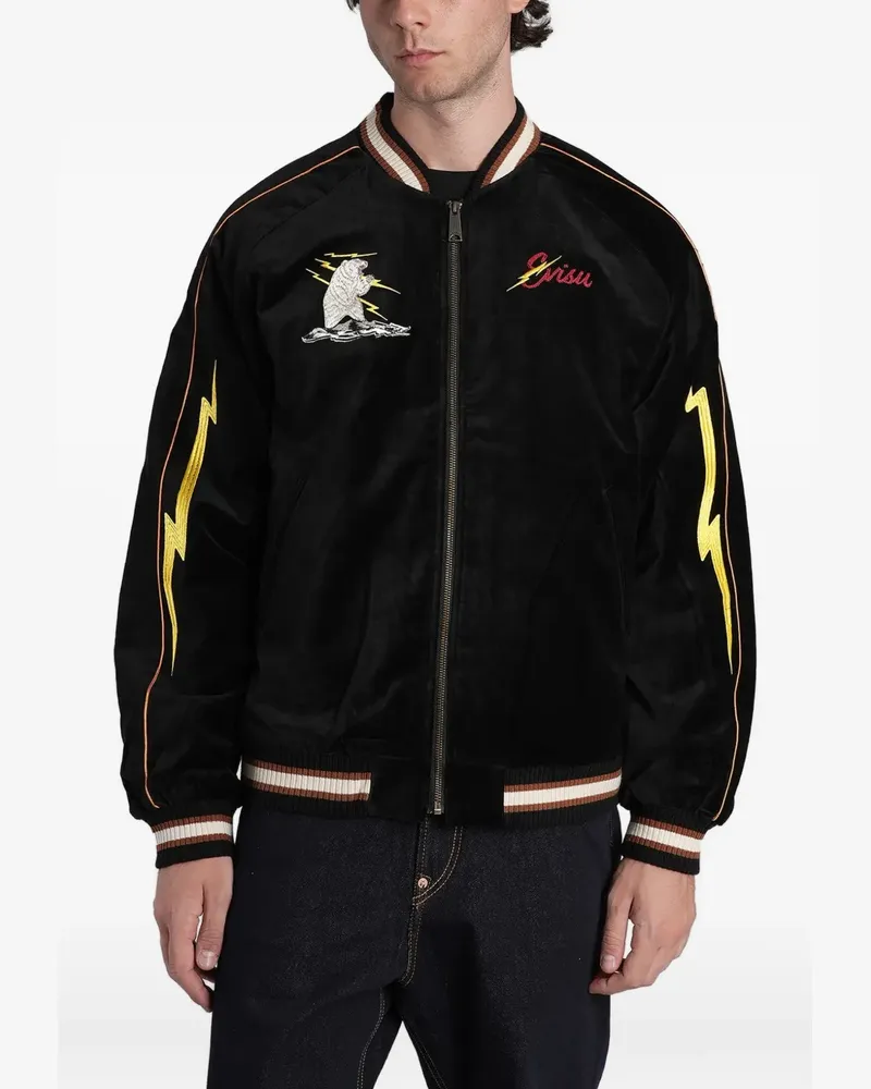 Evisu embroidered bomber jacket - Schwarz Schwarz
