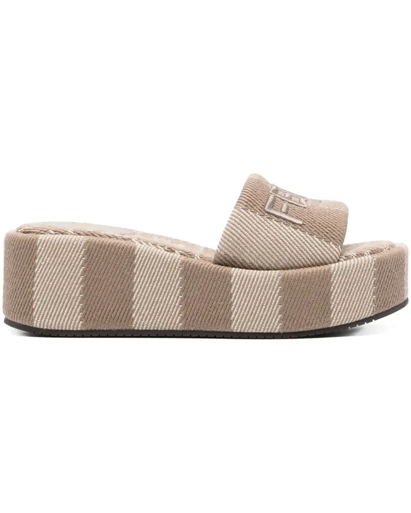 Fendi Pantoletten mit Logo-Stickerei - Braun Braun
