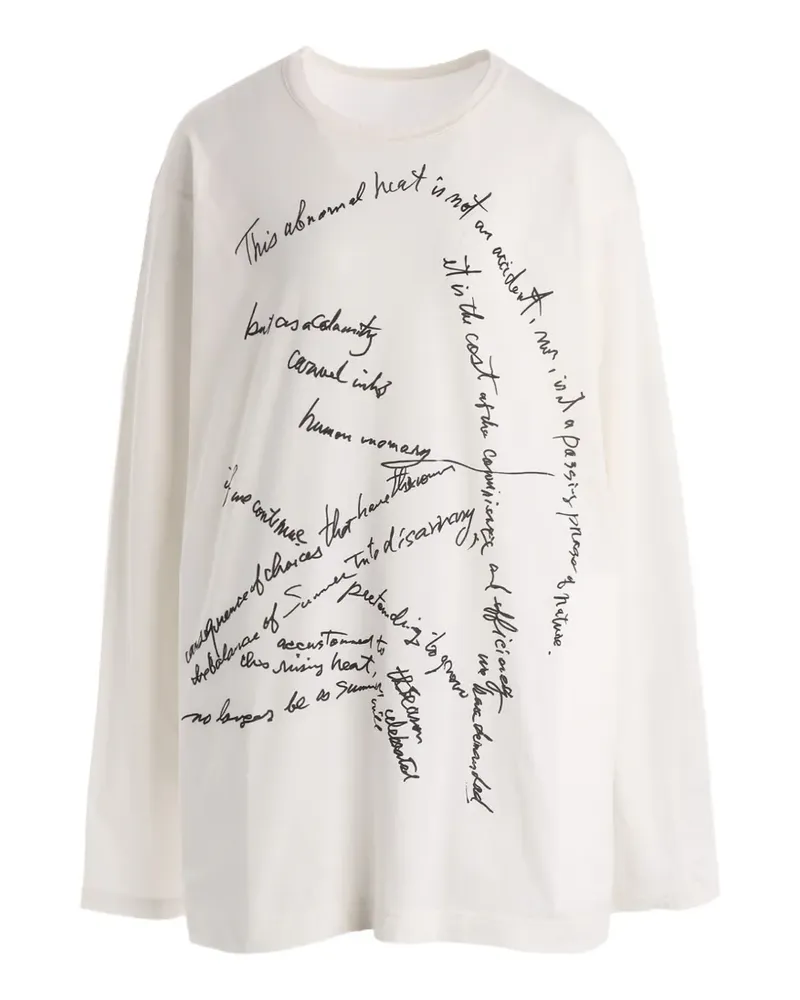 Yohji Yamamoto text-print long-sleeve T-shirt - Nude Nude