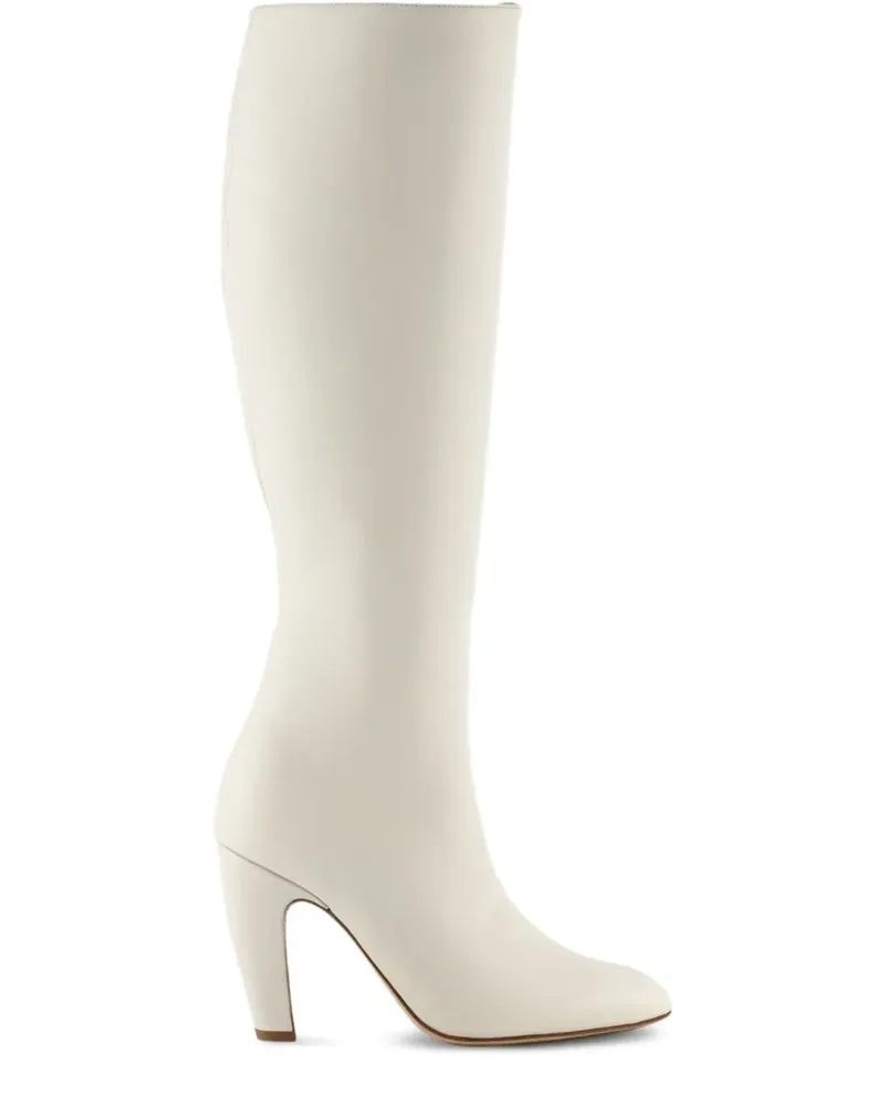 Gia Borghini Kniehohe Thelma Stiefel mit Reißverschluss 80mm - Weiß Weiß