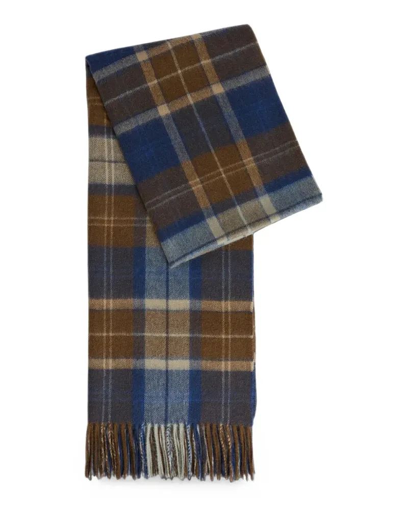 Barbour Brack tartan-check fringed scarf - Blau Blau