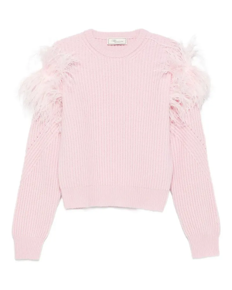 Blumarine Gerippter Pullover mit Federdetail - Rosa Rosa