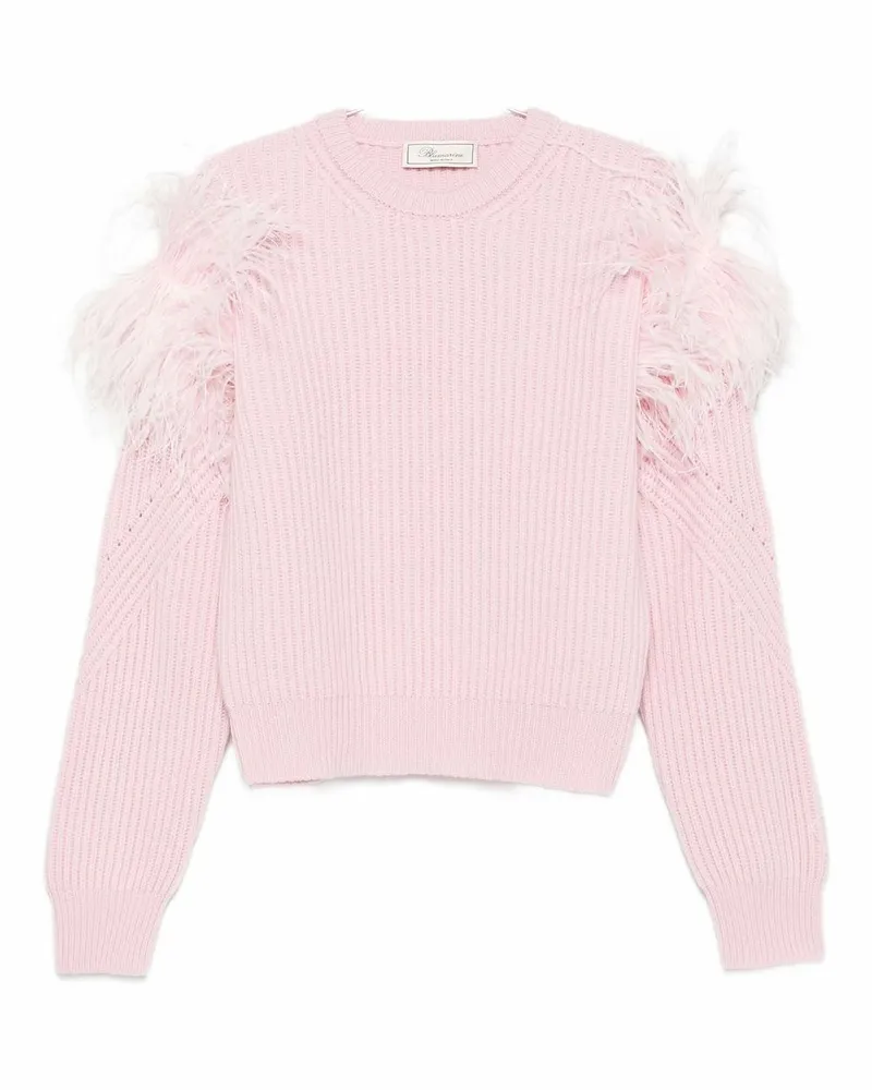 Blumarine Gerippter Pullover mit Federdetail - Rosa Rosa