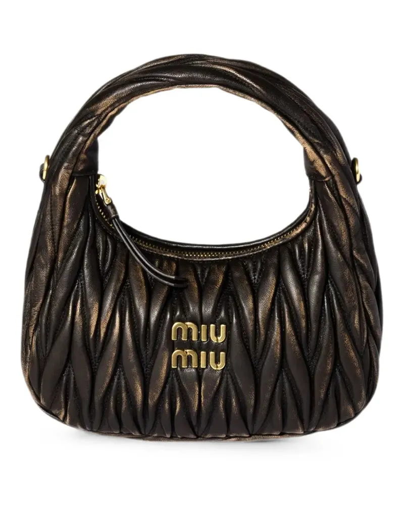 Miu Miu Wander quilted leather clutch bag - Braun Braun