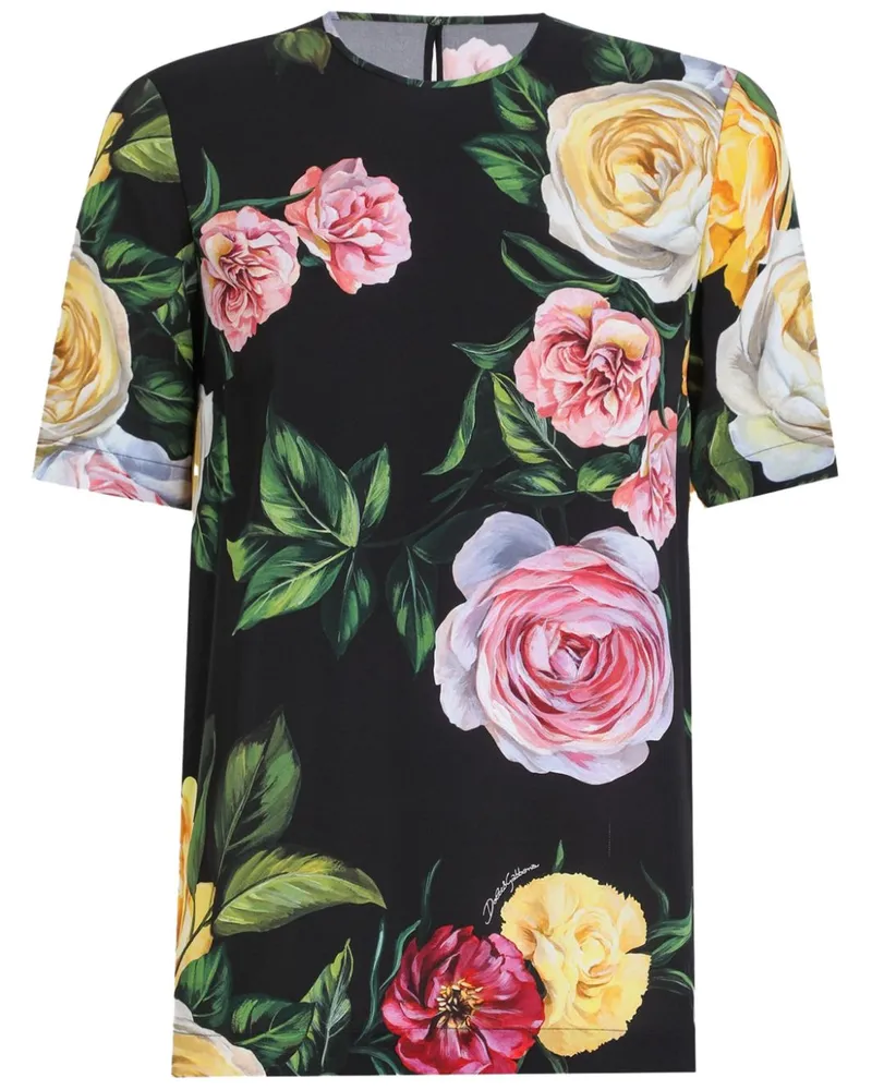 Dolce & Gabbana Bluse mit Blumen-Print - Schwarz Schwarz