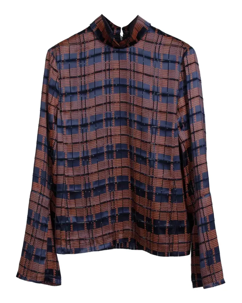 3.1 phillip lim Karierte Hester Bluse mit Stehkragen - Blau Blau