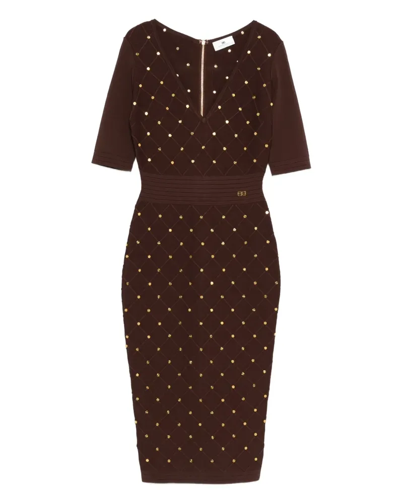 Elisabetta Franchi V-neck embellished dress - Braun Braun