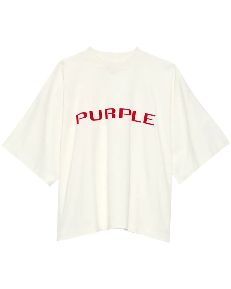 PURPLE BRAND T-Shirt mit Wordmark-Print Weiß