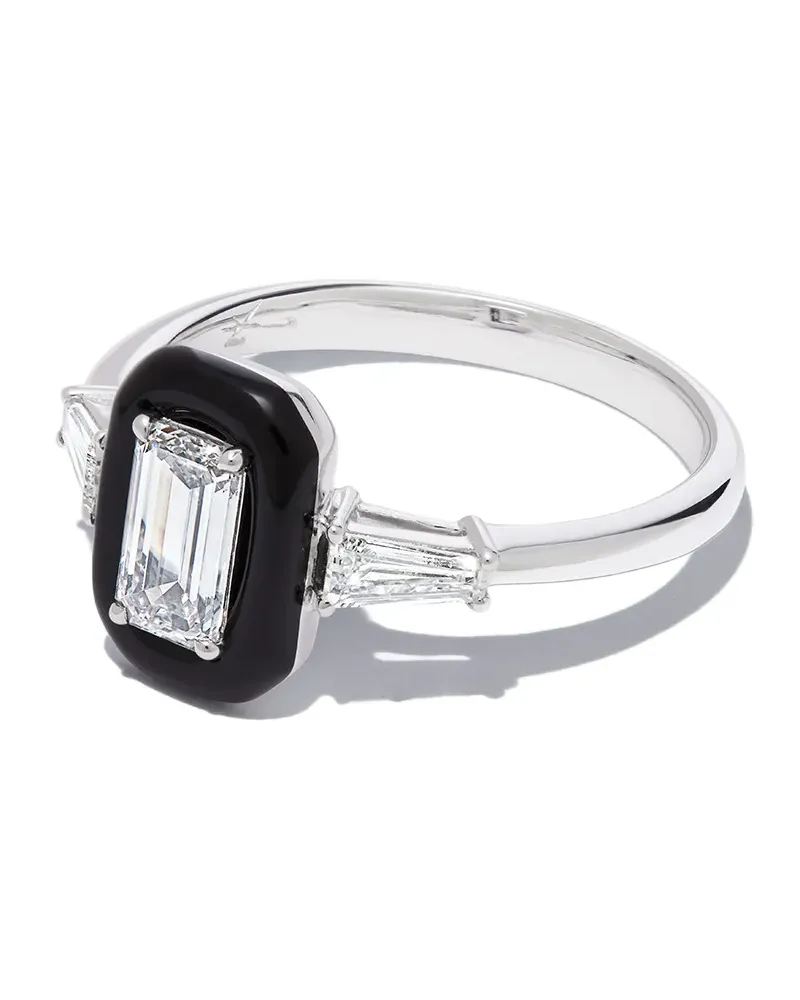 Nikos Koulis 18kt Weißgoldring mit Diamanten und Emaille - Silber Silber