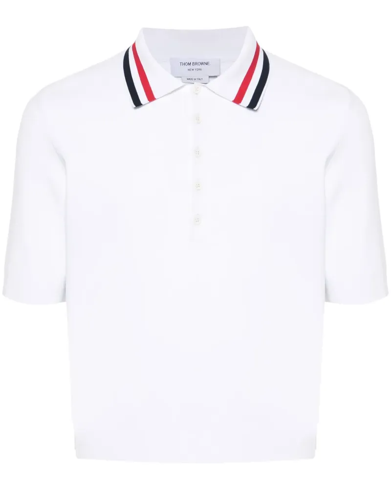 Thom Browne Poloshirt mit RWB-Streifen - Weiß Weiß