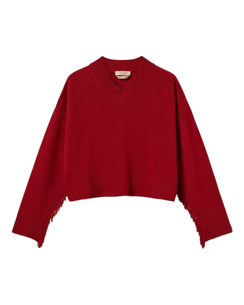 Twin-Set wool blend jumper with fringes - Rot Rot