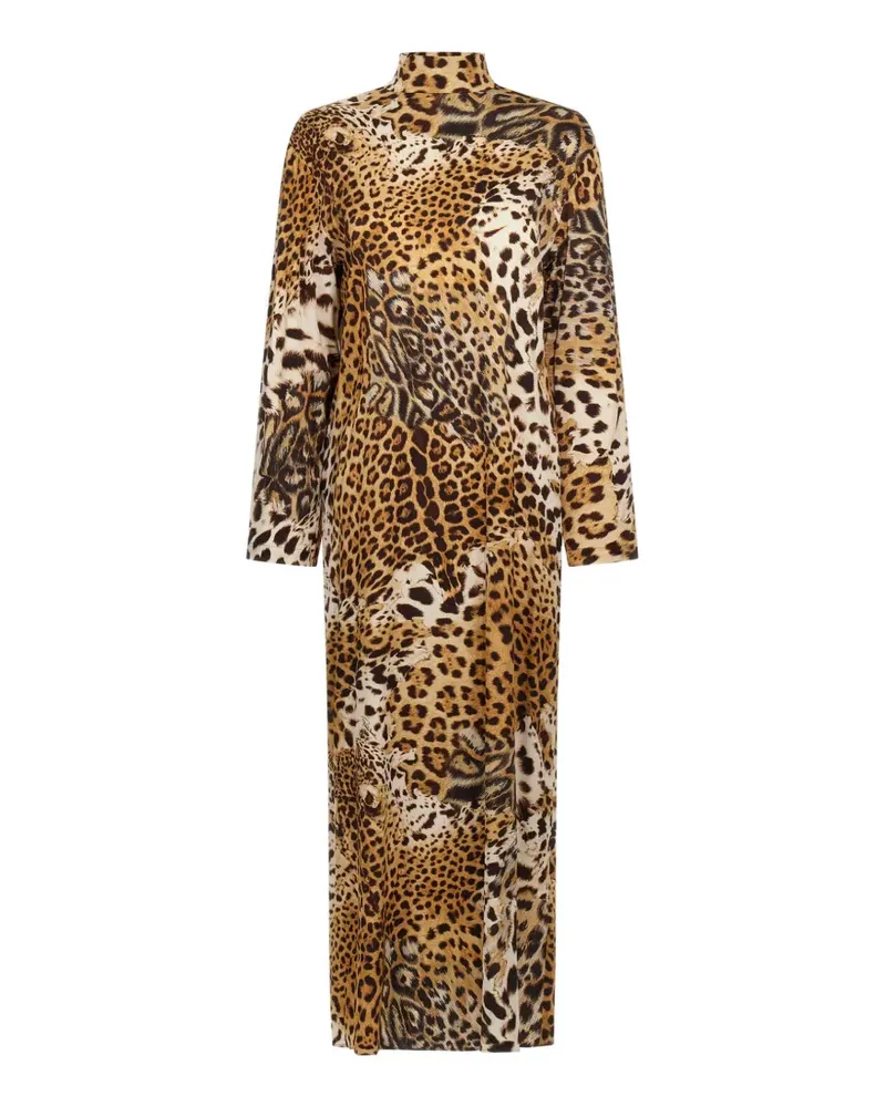 Roberto Cavalli leopard-print high-neck dress - Nude Nude