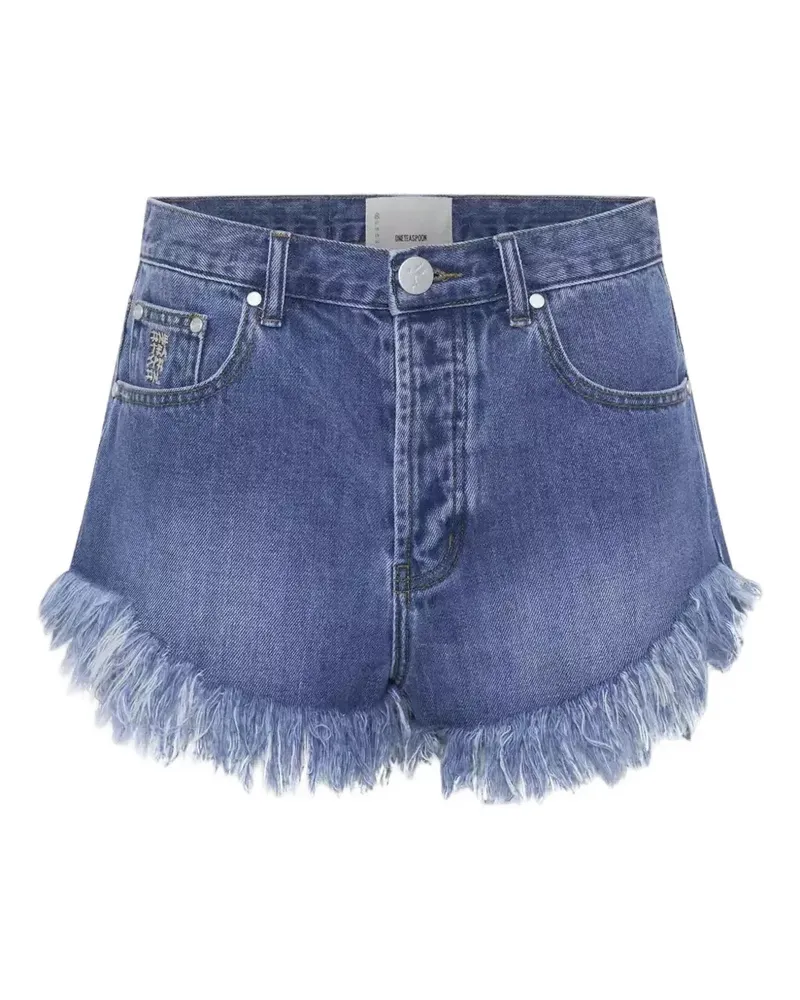 One Teaspoon frayed-hem denim shorts - Blau Blau