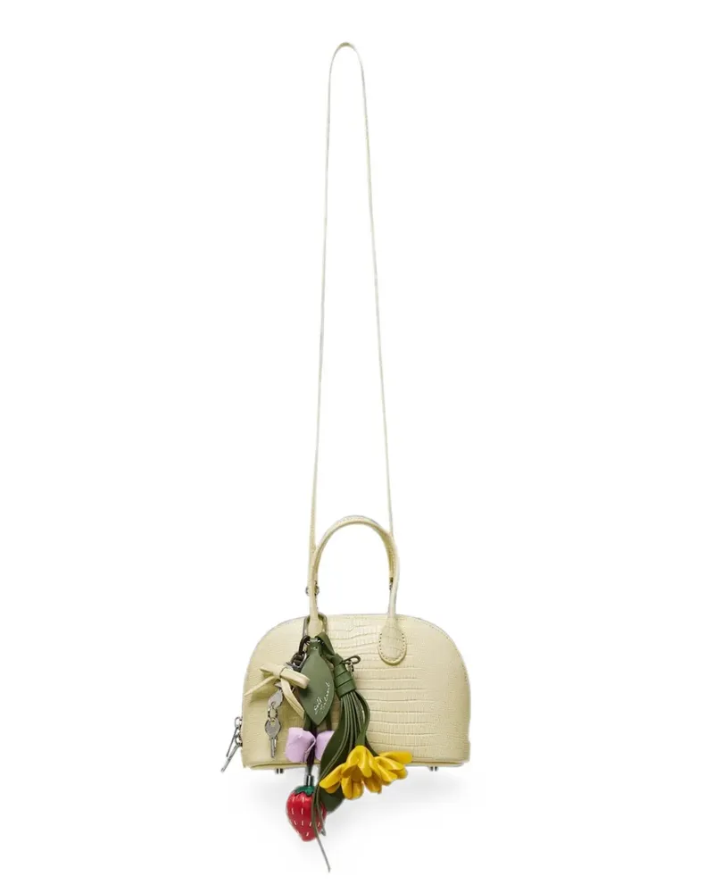 Self-Portrait lizard-effect charm-detail mini bag - Gelb Gelb