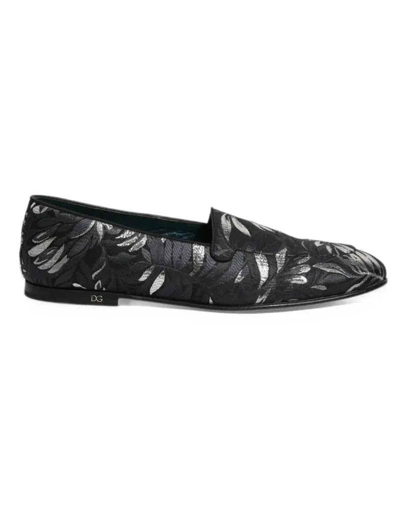 Dolce & Gabbana leaf-embroidered loafers - Schwarz Schwarz