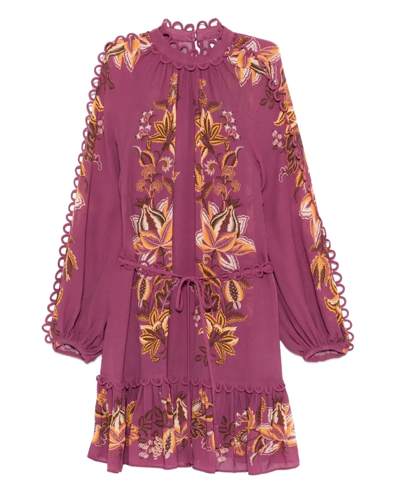 FARM Rio ruffled floral mini dress - Rosa Rosa