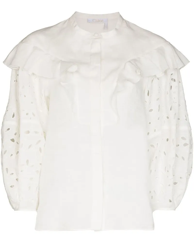 Chloé Bluse mit Lochstickerei - Weiß Weiß