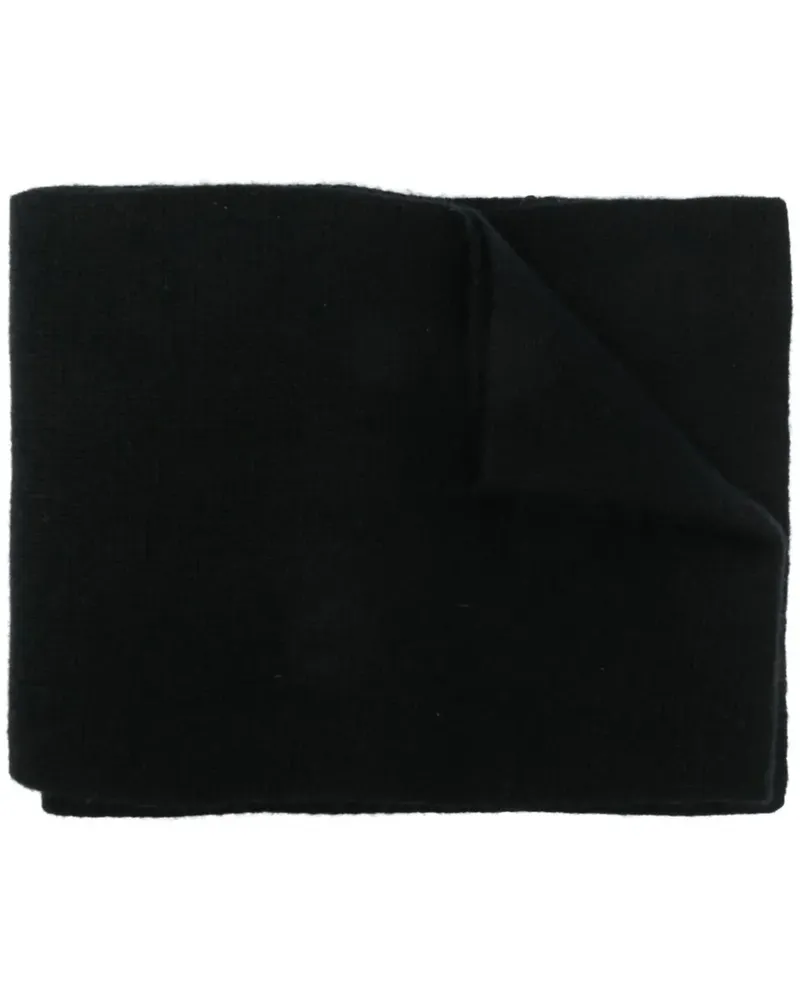Yves Salomon Gestrickter Schal mit Logo-Patch - Schwarz Schwarz