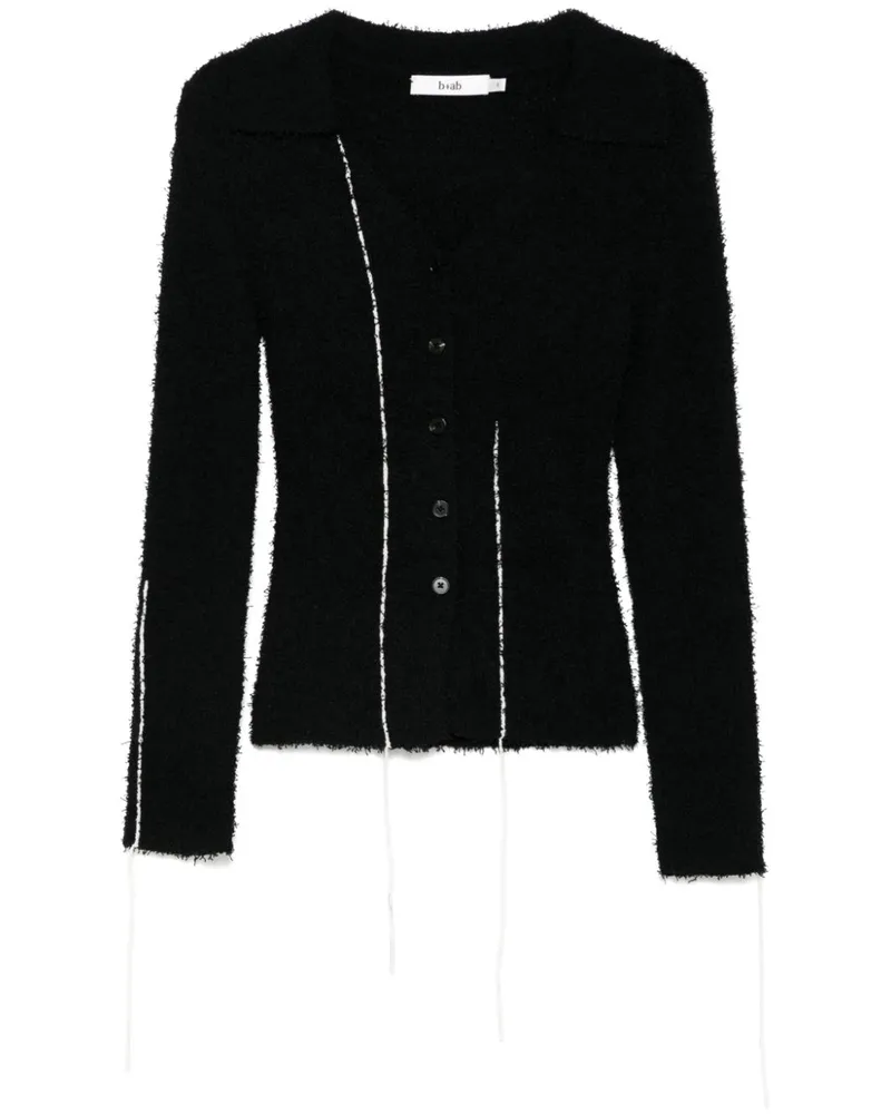 b+ab Strukturierter Cardigan - Schwarz Schwarz