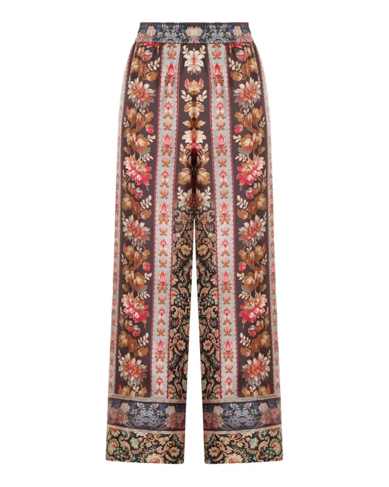 Pierre-Louis Mascia Aloe Palazzohose mit Blumenprint - Braun Braun