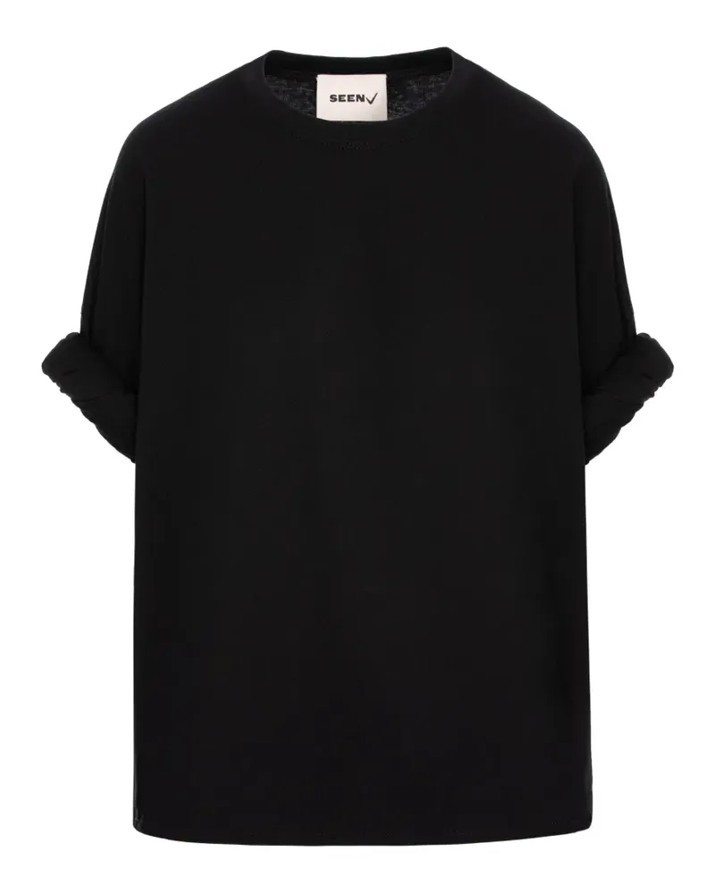 Seen Users Undersleeve T-Shirt mit rundem Ausschnitt - Schwarz Schwarz