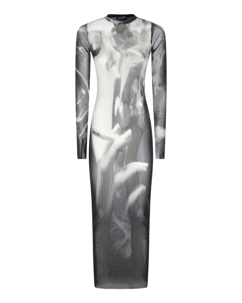 Jean Paul Gaultier Maxikleid mit grafischem Print - Schwarz Schwarz