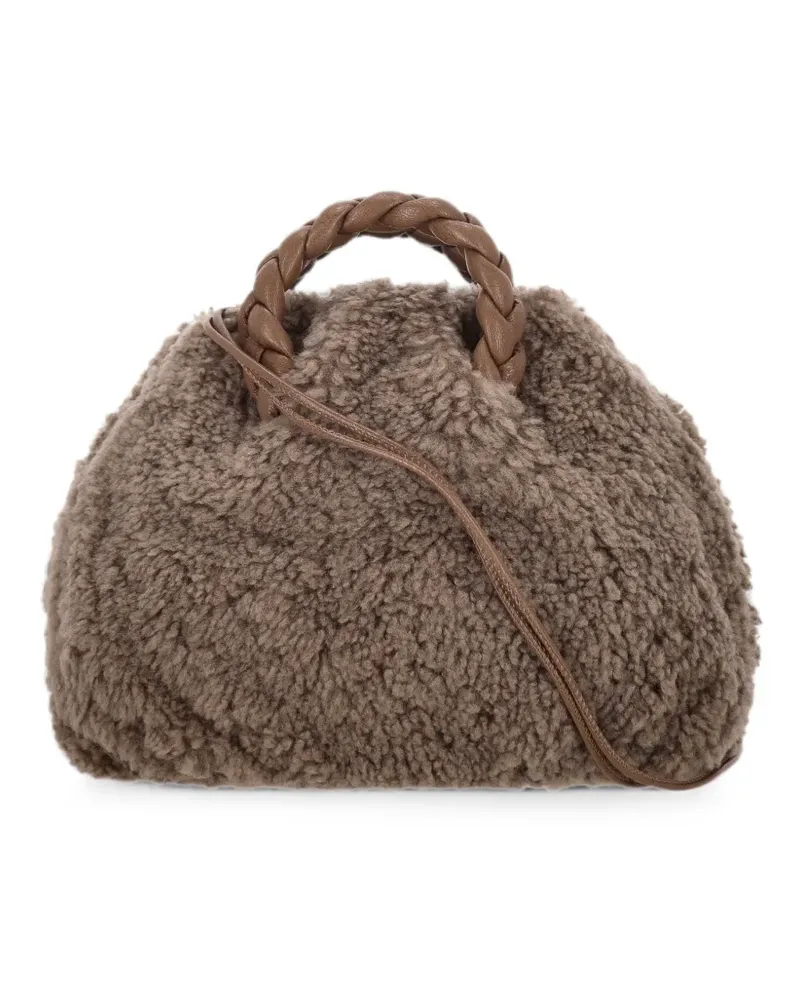 HEREU Shearling-Tote Bag mit geflochtenem Henkel - Braun Braun
