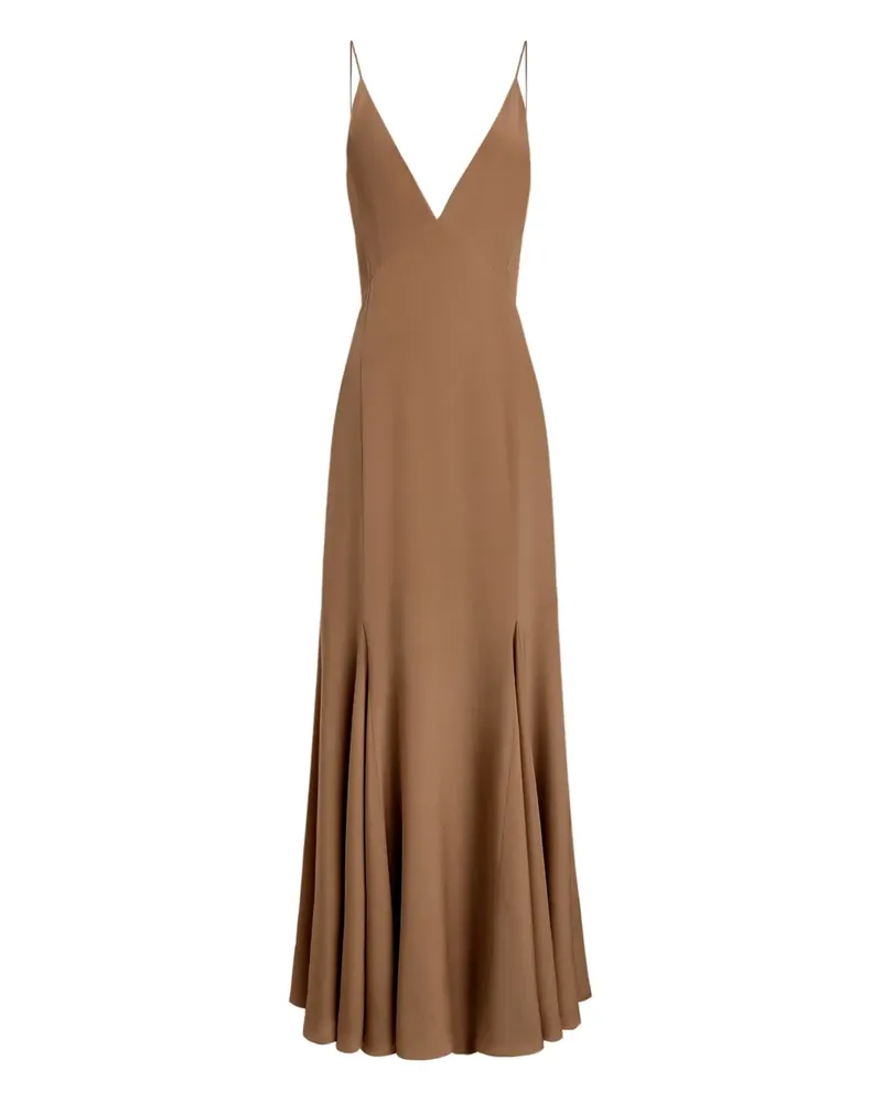 12 STOREEZ Ausgestelltes Kleid mit V-Ausschnitt - Nude Nude