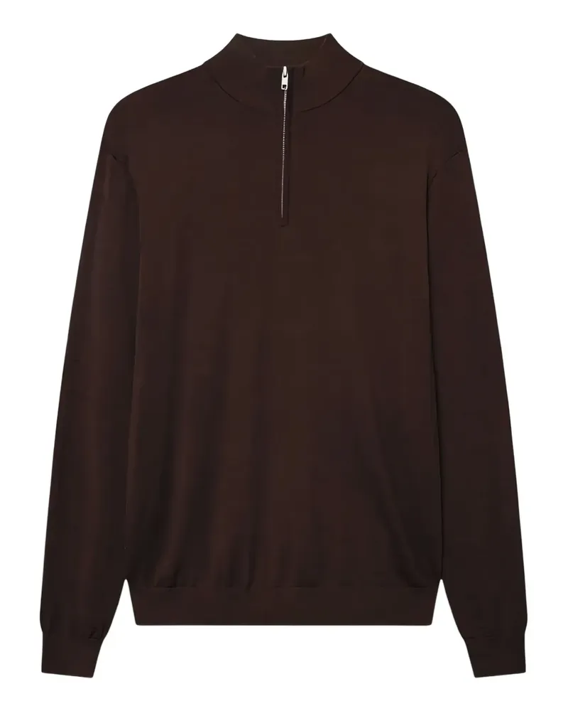 LES DEUX Greyson Pullover mit kurzem Reißverschluss - Braun Braun