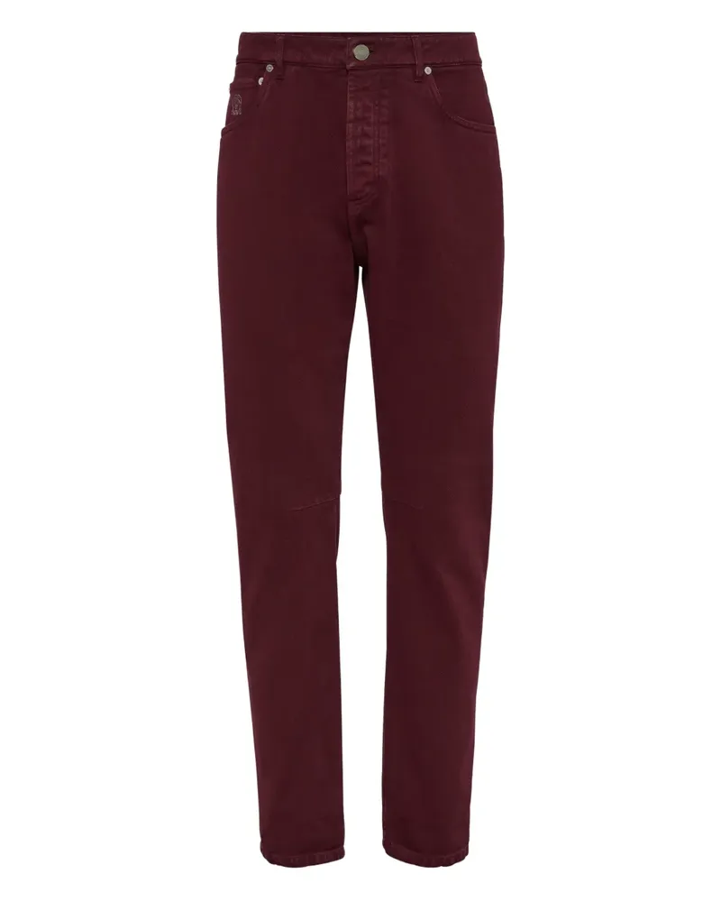 Brunello Cucinelli Jeans mit Logo-Patch - Rot Rot