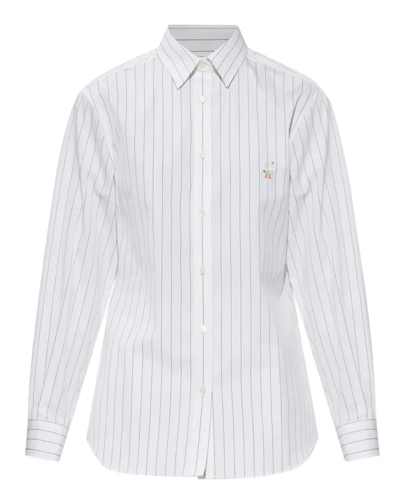 Moschino pinstripe goose-embroidered shirt - Weiß Weiß