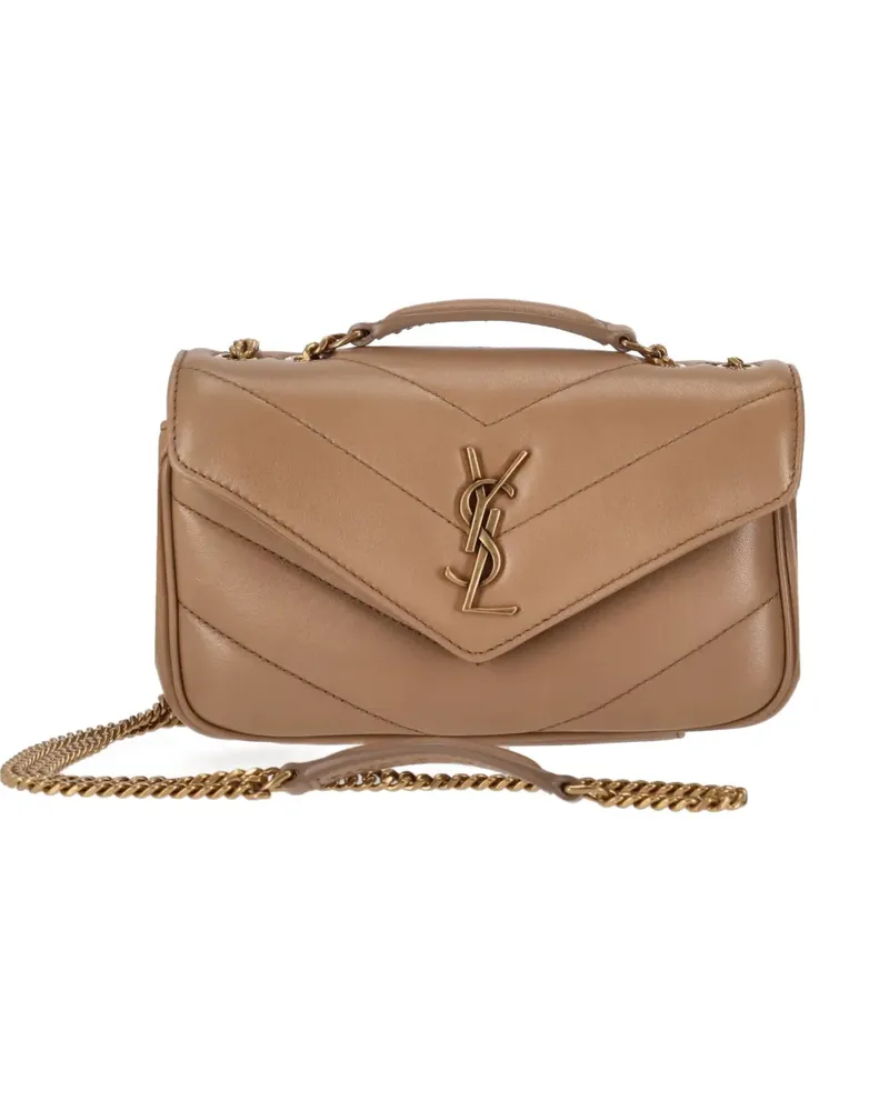 Saint Laurent Mini Loulou Umhängetasche mit Kettenriemen - Nude Nude