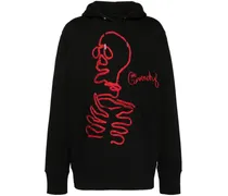 Hoodie mit grafischer Stickerei - Schwarz