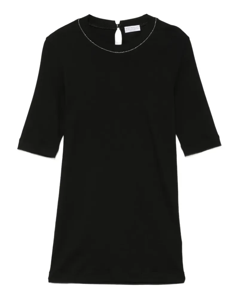 Brunello Cucinelli T-Shirt mit Monili-Borte - Schwarz Schwarz