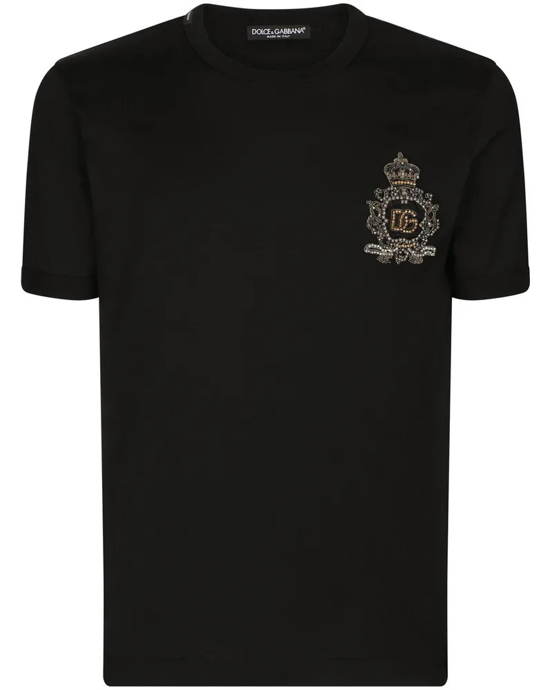 Dolce & Gabbana T-Shirt mit Wappen-Patch - Schwarz Schwarz
