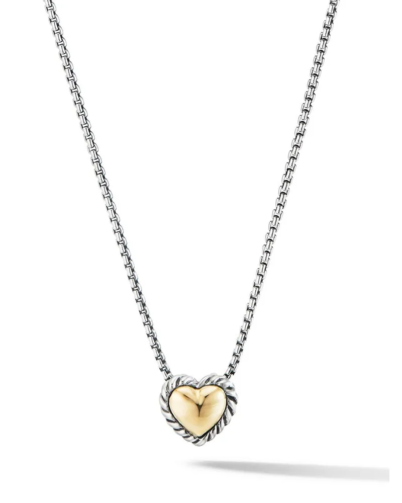 David Yurman 18kt Cable Collectibles Cookie Classic Heart Gelbgold- und Sterlingsilberhalskette 8,5mm Silber