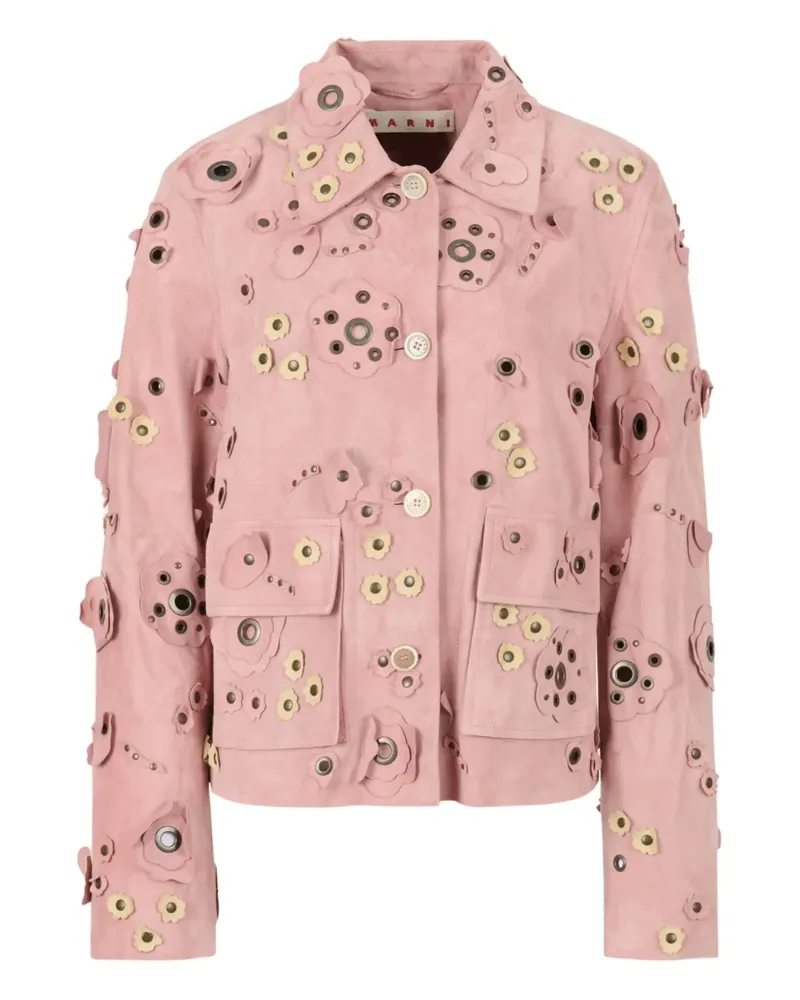 Marni Nietenjacke mit Blumenapplikation - Rosa Rosa
