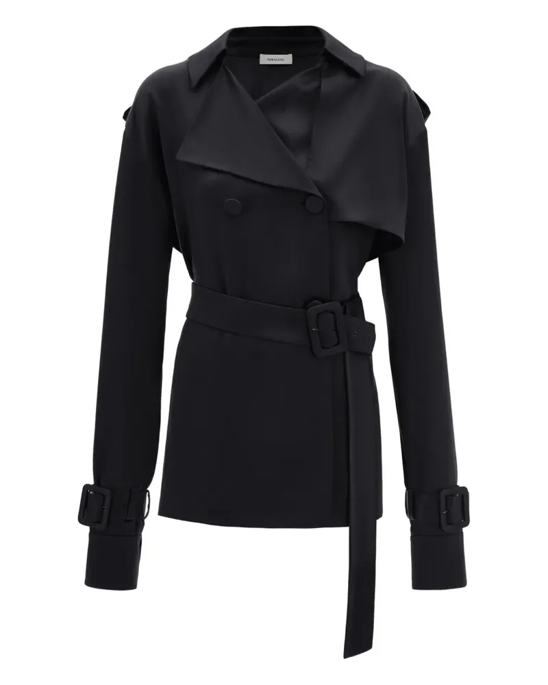 Ferragamo Doppelreihiger Trenchcoat aus Satin - Black Black