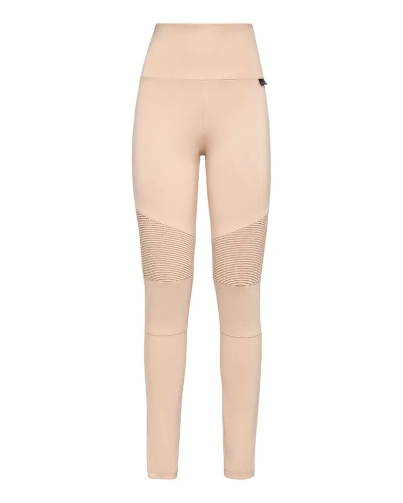 Philipp Plein Biker-Leggings mit gerippten Einsätzen - Nude Nude