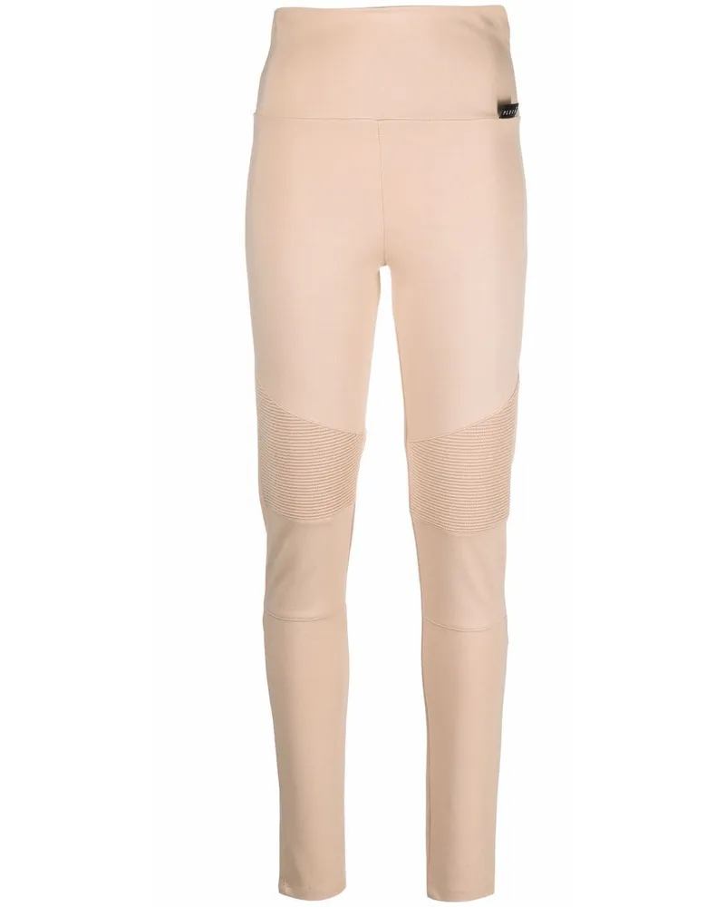 Philipp Plein Biker-Leggings mit gerippten Einsätzen - Nude Nude