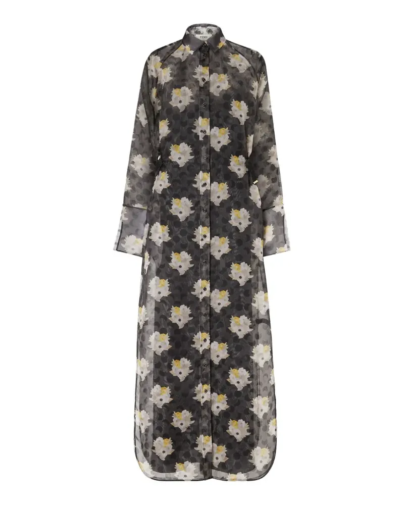 Fendi floral-bouquet maxi dress - Schwarz Schwarz