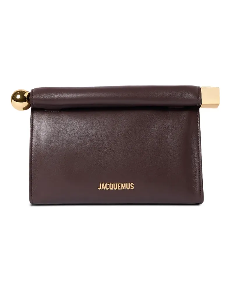 Jacquemus The Rond Carré logo-plaque leather clutch bag - Braun Braun