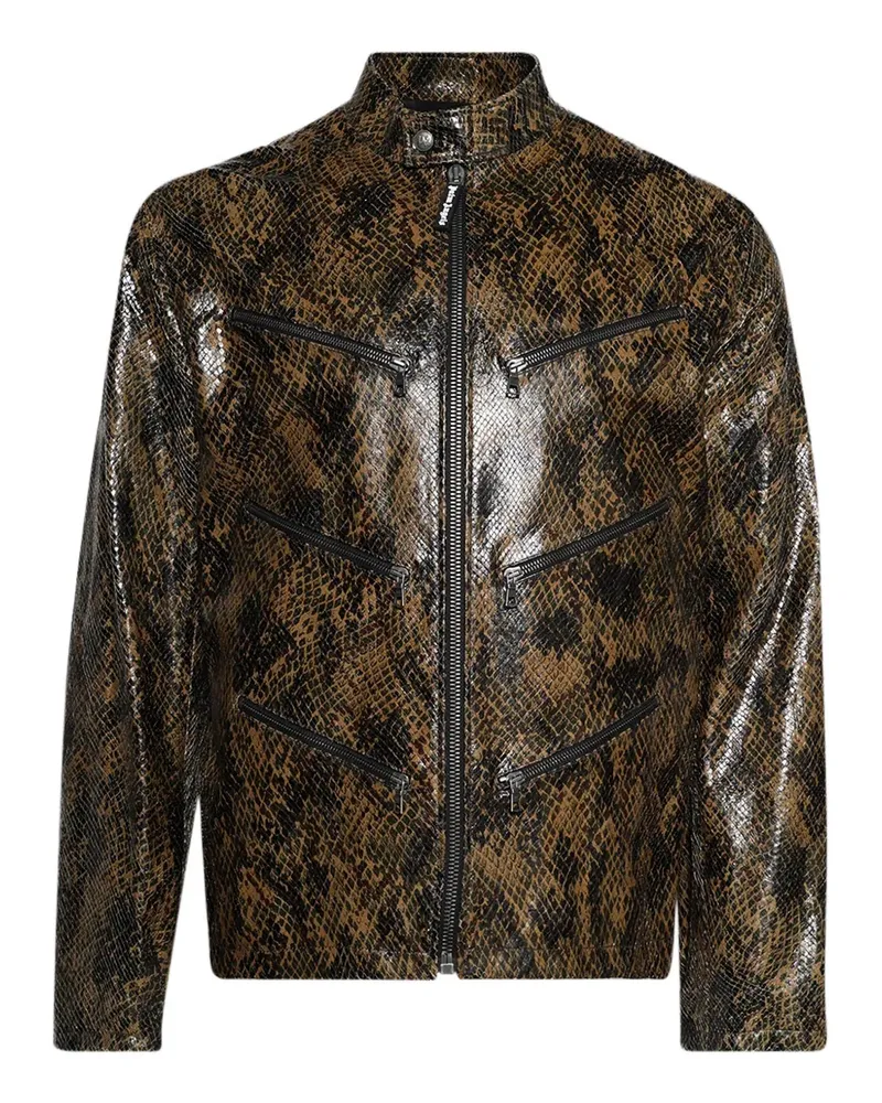 Palm Angels snake-print zip-up jacket - Braun Braun