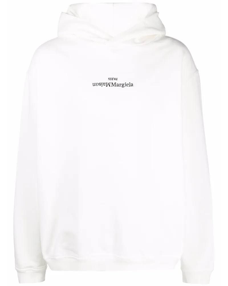 Maison Margiela Hoodie mit Logo-Stickerei Weiß