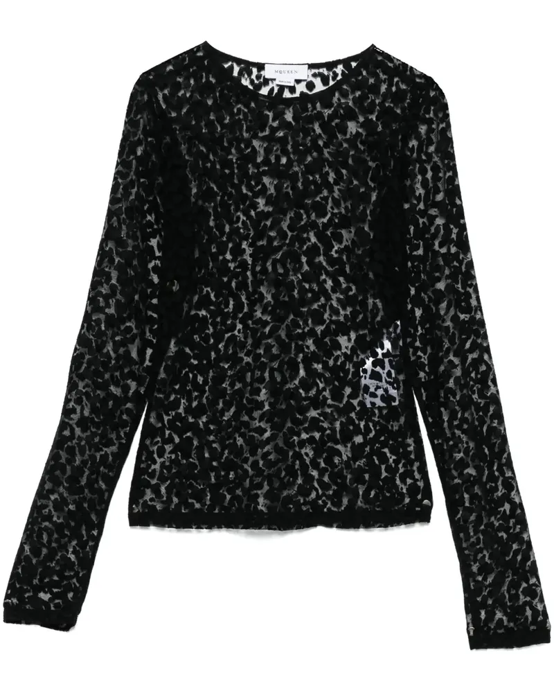 Alexander McQueen Oberteil mit Animal-Print - Schwarz Schwarz