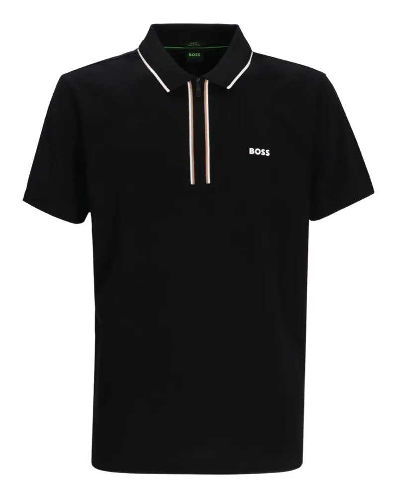 HUGO BOSS Poloshirt mit Reißverschluss - Schwarz Schwarz