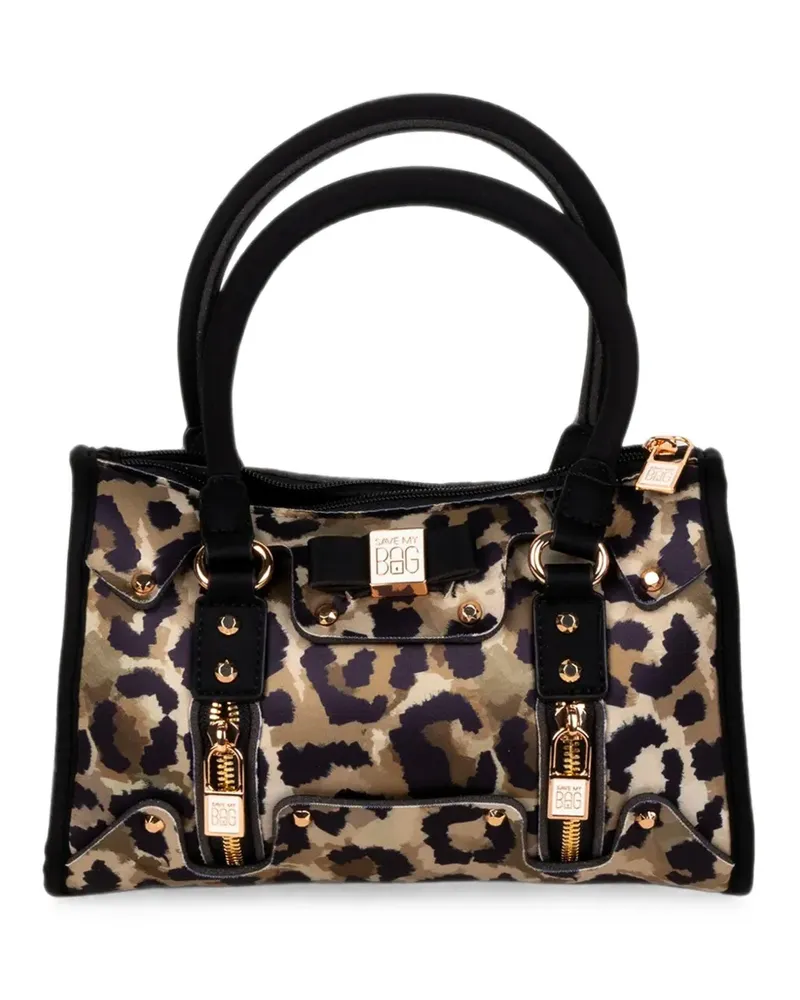 Save my Bag Selena leopard-print tote bag - Nude Nude