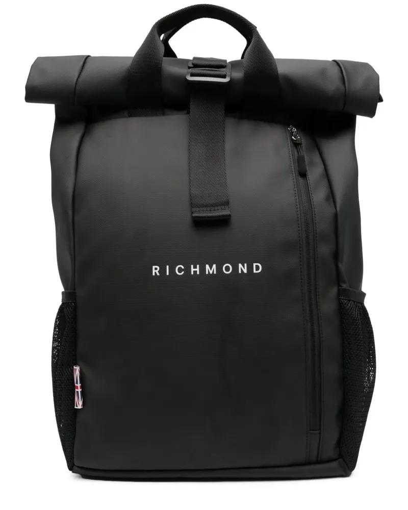 John Richmond Rucksack mit Logo-Print - Schwarz Schwarz